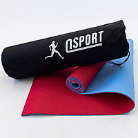 Коврик для йоги и фитнеса + чехол (мат, каремат спортивный) OSPORT Yoga ECO Pro 6мм (n-0007) Красно-голубой