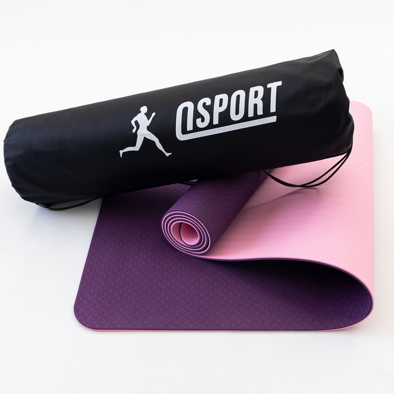 Килимок для йоги та фітнесу + чохол (мат, каремат спортивний) OSPORT Yoga ECO Pro 6мм (n-0007) Фіолетово-рожевий