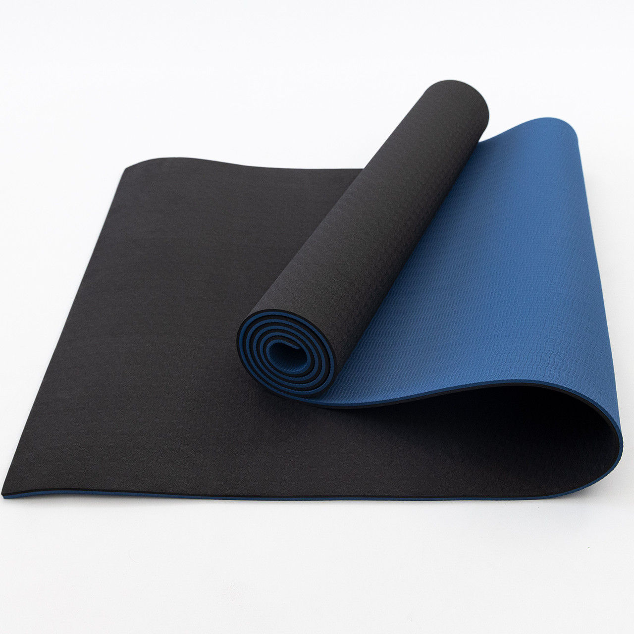 Килимок для йоги та фітнесу TPE (йога мат, каремат спортивний) OSPORT Yoga ECO Pro 8мм (FI-0112) Чорно-синій