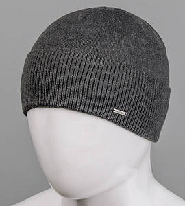 В'язана вовняна шапка з відворотом на флісі Nord (171812), Темно-сірий