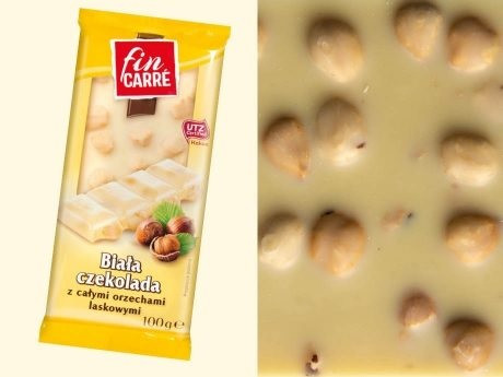 Шоколад Білий Фін Кар Fin Carre White Chocolate Hazelnut (з цільним фундуком) Biala Czekolada 100 г Німеччина(1