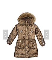 Красивое детское пальто для девочки RIZZIBOY Италия 1337/40 Коричневый ӏ Верхняя одежда для девочек.Топ! 158