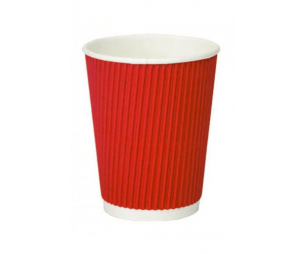Стакани паперові гофровані 250 мл 25 шт червоні Ripple, фото 1