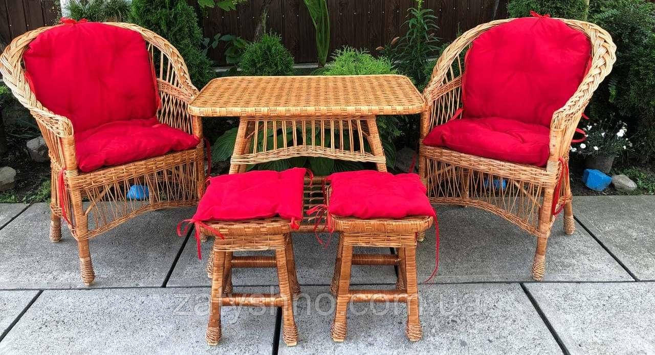 Мебель плетеная с красными накидками - фото 4 - id-p1480689020