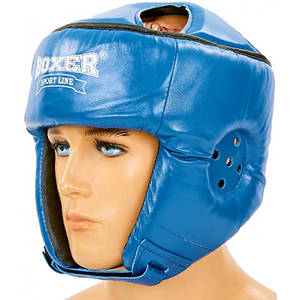 Шолом карате BOXER L шкіра синій