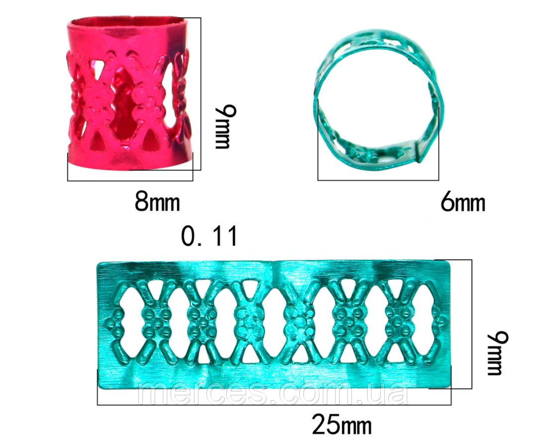 Кольца зажимы для косичек металл клипсы алюминиевые украшения для афрокос модные аксессуары для причесок дред - фото 3 - id-p1480684410