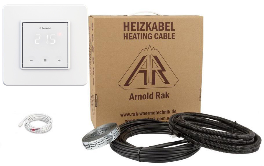 Комплект двужильна тепла підлога Arnold Rak 6106-15 EC (3,2-4,0м2) тонкий кабель і Terneo s сенсорний