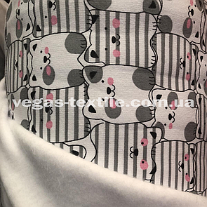 Тканина Тринитка начіс принт котики Туреччина (ширина 1.8)