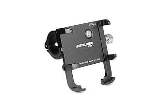 Тримач гаджета GUB PRO-3 на кермо алюмінієвий для PowerBank/телефонів у чохлах, чорний