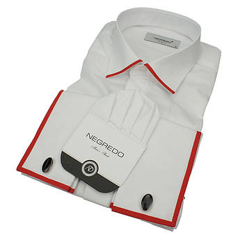 Біла чоловіча сорочка з червоним оздобленням Negredo ZP white-red