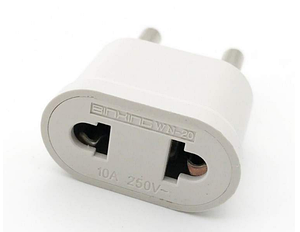 Перехідник AC з євро, американської вилки на звичайну розетку (товста ніжка) білий новий