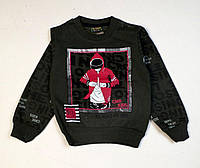 Свитшот свитер джемпер батник кофта реглан толстовка двунитка с начесом теплый на мальчика СМК Хаки