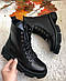 Черевики-берці чоботи жіночі зимові шкіряні чорні бежеві на хутрі на шнурівці,Черевики берці зимові жіночі, фото 3