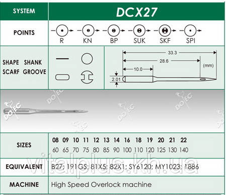 Промышленные швейные иглы DCx27 (B27) AMF для оверлоков - фото 2 - id-p553032508