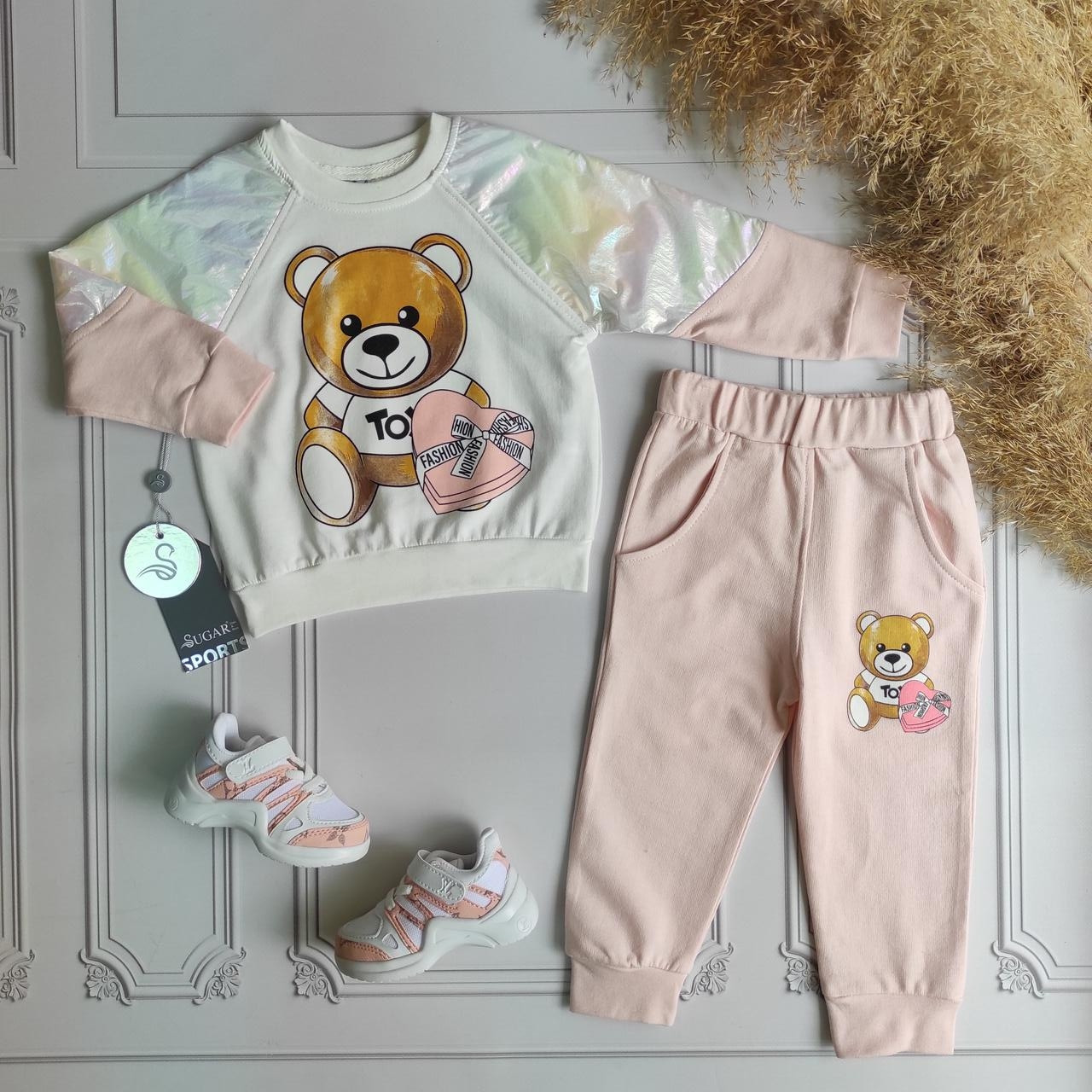 Рожевий спортивний, прогулянковий костюм для дівчинки Moschino