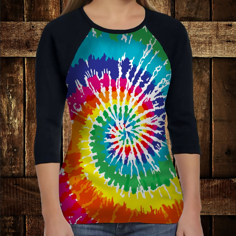 Лонгслив-реглан з 3D принтом: Тай-Дай ВСІ Розміри, фото 1