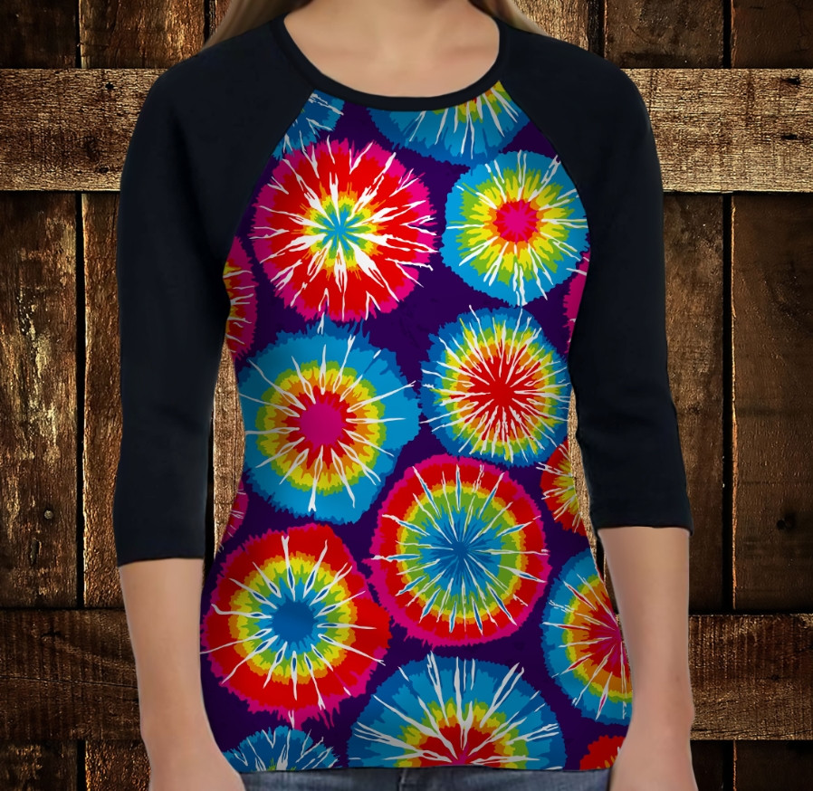 Лонгслив-реглан з 3D принтом: Тай-Дай ВСІ Розміри, фото 1