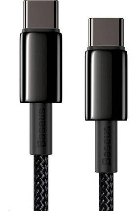Кабель BASEUS CATWJ-01 Tungsten Gold USB Type-C - USB Type-C 1m, 5A, чорний, фото 1