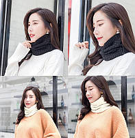 Утеплений жіночий снуд, хомут в'язаний з хутром для дівчинки, бафф великої в'язки з хутряною підкладкою