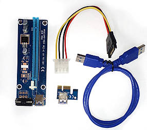 Райзер Riser PCI-E 1x to 16x PCE 164pin, VER 006, 60см sata,, фото 4