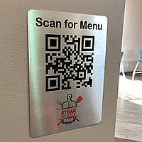 Металлическое qr код меню на стену ресторана кафе бара размер 20х30см