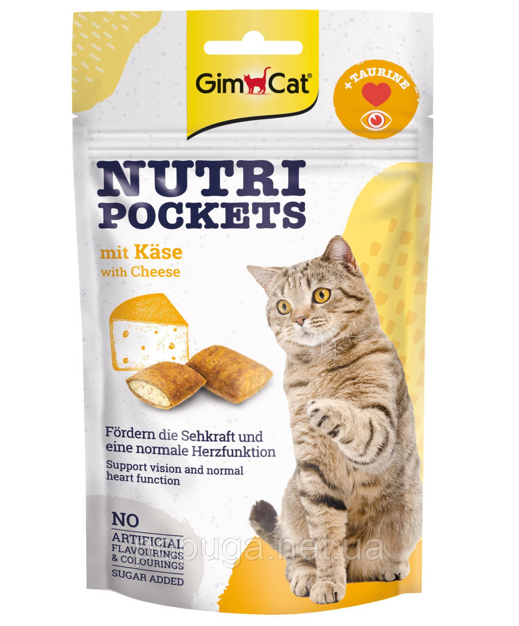 Вітамінні ласощі для кішок GimCat Nutri Pockets Сир + Таурин 60 г (для очей і серця)