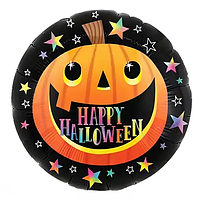 Фольгированный шарик КНР 18"(45 см) Круг Happy Halloween Тыква