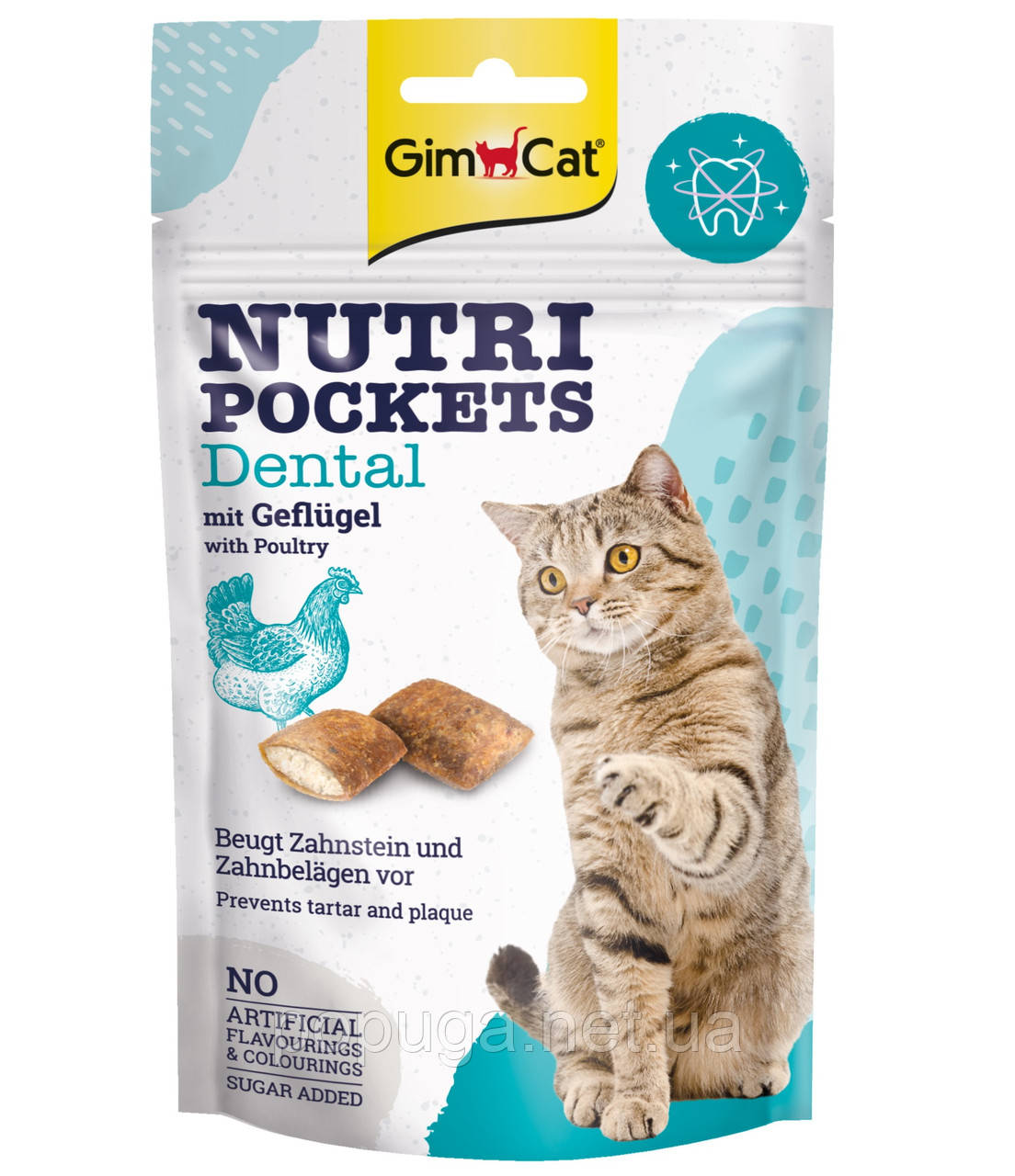 Вітамінні ласощі для кішок GimCat Nutri Pockets Dental 60 г (для гігієни порожнини рота), фото 1