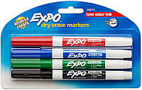 Набор маркеров для досок сухого стирания EXPO Low Odor Dry Erase Markers, Fine Point Цветные 4 шт. (86674)