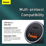 Адаптер автомобільний BASEUS TZCCJD-B0G, 1USB, 1Type-C, 40W, 3A з кабелем, сірий, фото 8