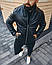 Стильна чоловіча куртка утеплена шкіряна демісезонна стьобана однотонна, чорна, розмір S, L, фото 2