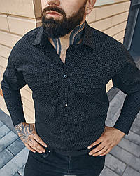 Чоловіча сорочка з посадкою slim-regular fit, розміри S, M, L, XL, кольору чорний, білий