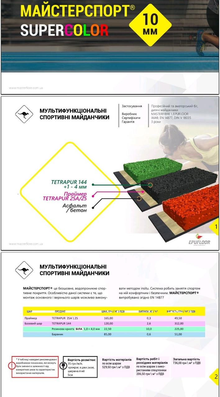 Безшовне наливне гумове покриття спортмайданчиків PRO 10мм, 20мм, 30мм