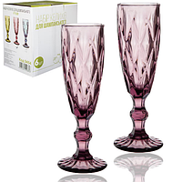 9454 Набір келихів для шампанського 6шт Межі 200мл бордо