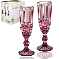 9455 Набір келихів для шампанського 6шт Вінтаж 180мл бордо