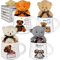 Чашка з м’якою іграшкою у подарунковій коробці «Тедді» | 300 мл, фарфор