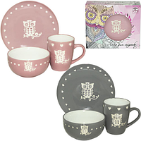 1591-05 Набір для сніданку 3пр. Сови (тарілка - 19см, чашка - 400мл, піала - 500 мл)