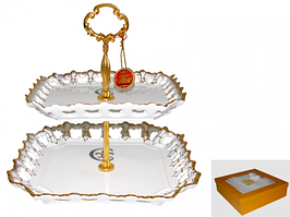 30844 Цукерниця 2ярусна Золота лілія һ25см (ниж25см,верх20см)