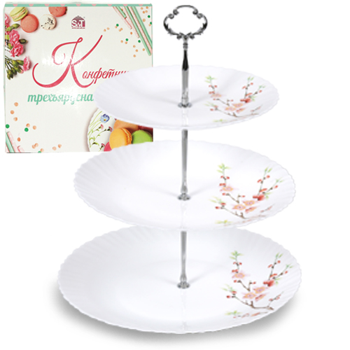 30091-61122 Цукерниця 3х ярусна (8,5 '/ 10,5' / 12 ') Японська вишня