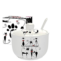 2242-12 Цукорниця з ложкою 450мл 'Чорна кішка' (d-11см, h-7,5 см)