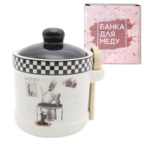 700-04-10 Банку для меду з дерев. ложкою 'Гурман' (13*12см, про-м 450мл) (48)