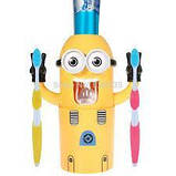 Дитячий Диспенсер для зубної пасти жовтий + тримач зубних щіток, фото 3