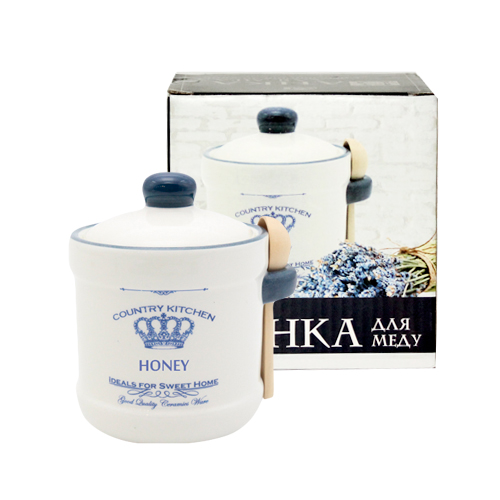 700-04-12 Банку для меду з дерев'яною ложкою 'Імперія' (13*12см, про-м 450мл)