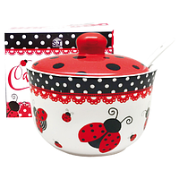 2242-17 Цукорниця з ложкою 450мл 'сонечко' (d-11см, h-7,5 см)