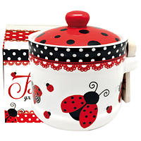 2370-17 Банку для меду з дерев'яними ложкою 'сонечко' (h-8,5 см, d-10см, про-м 420 мл)