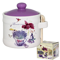 2370-6 Банку для меду з дерев'яною ложкою 'Прованс' (h-8,5 см, d-10 см, об-м-420мл)