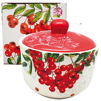 2242-14 Цукорниця з ложкою 450мл 'червона Калина' (d-11см, h-7,5 см)
