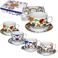 023-12-01 Сервіз чайний 12пр. Золоті квіти микс1 (чашка-220мл, блюдце-13,5 см)