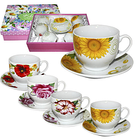 023-12-02 Сервіз чайний 12пр. Квіти Микс1 (чашка-220мл, блюдце-13,5 см)