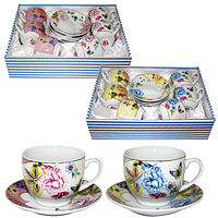023-12-03 Сервіз чайний 12пр. Квіти Микс2 (чашка-220мл, блюдце-13,5 см)
